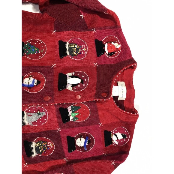 Vtg Susan Bristol Hand Embroidered Sweater M Christmas Holiday Snowglobe Pattern - Picture 4 of 9